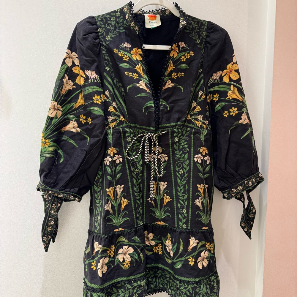 Farm Rio Black Floral Dress